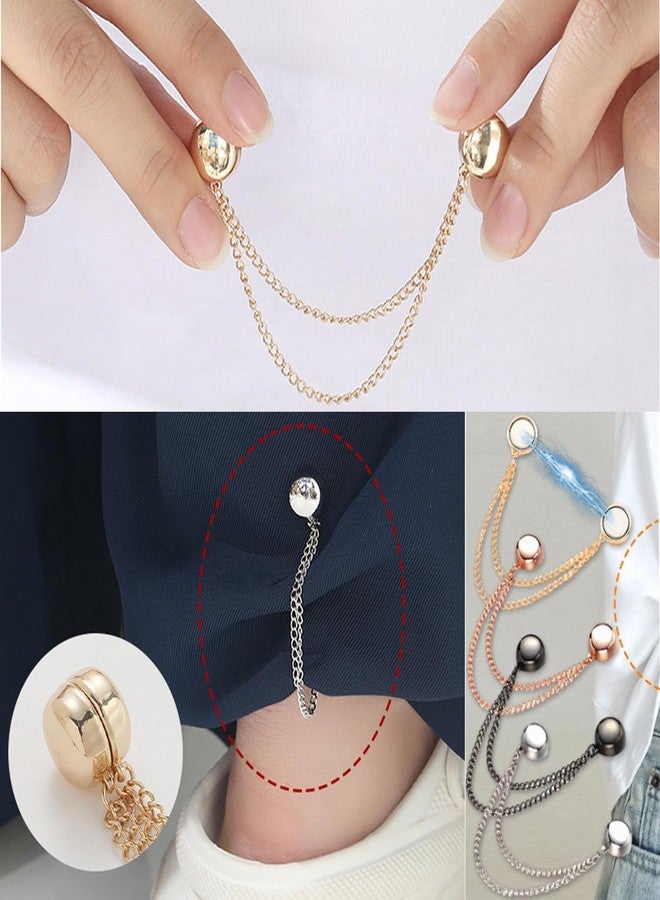 BlingNook Multi-Function Magtic Clothing Clips, 8 Packs Strongest Strength Buttons Clips with Chain Multi-Purpose Magnec Pinless Brooch for Women Clothes Hijab Pins Decorate(8Pcs) - Image 2